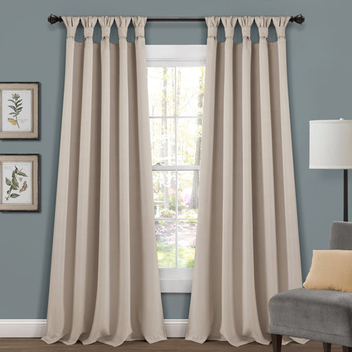 LushDecor Insulated Knotted Tab Top Blackout Window Curtain Panel Set