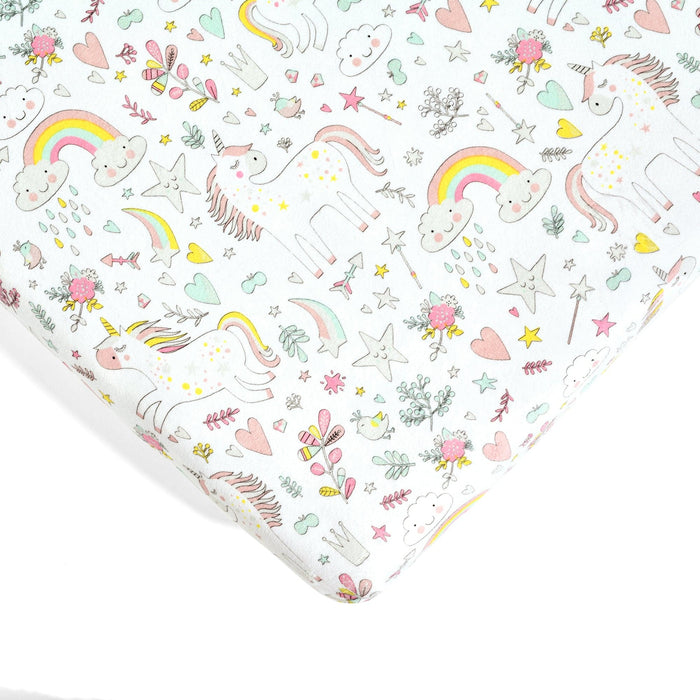 LushDecor Unicorn Heart Rainbow Soft & Plush Fitted Crib Sheet 2 Pack Set