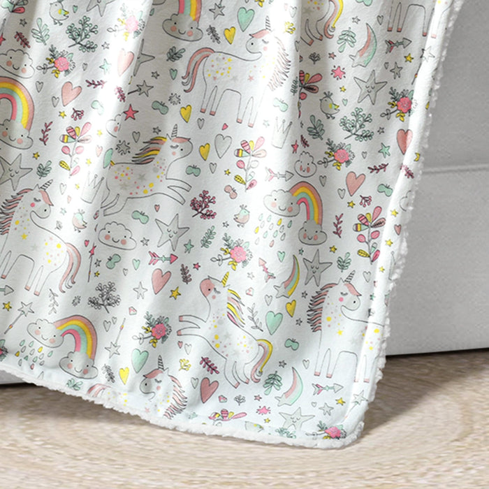 LushDecor Unicorn Heart Rainbow Sherpa Baby Blanket