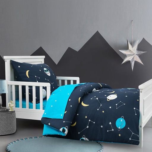 LushDecor Cool Space Dudes Cotton Toddler Comforter 4 Piece Set