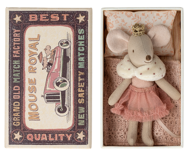 Maileg Princess Little Sister in Matchbox - Rose