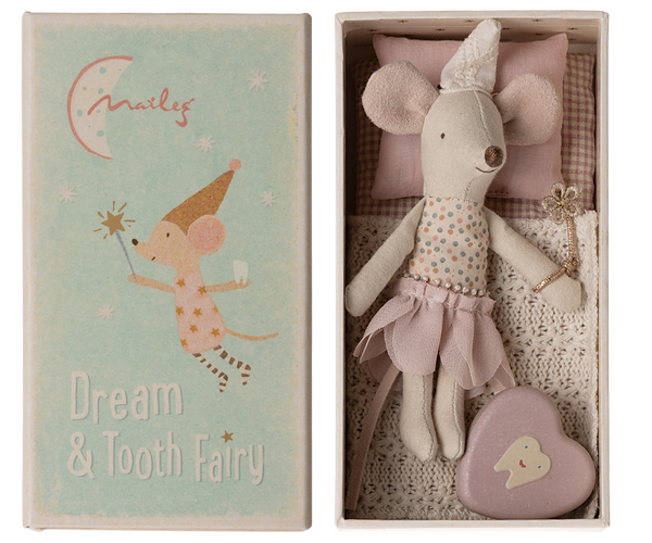 Maileg Tooth Fairy Mouse, Little Sister in Match Box