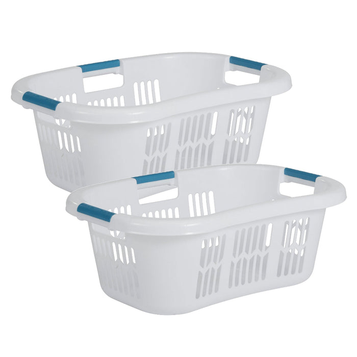 Rubbermaid 2.1 Bushel Small Hip-Hugger Portable Plastic Laundry Basket (2-Pack)