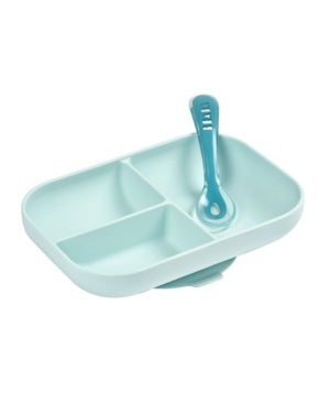 BEABA Silicone Divided Plate with Self-Feeding Silicone Spoon