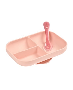 BEABA Silicone Divided Plate with Self-Feeding Silicone Spoon