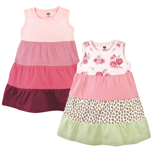 Hudson Baby Girls Cotton Dresses, Blush Rose Leopard