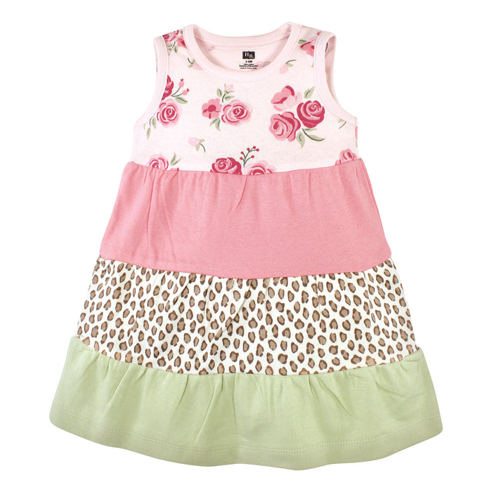 Hudson Baby Girls Cotton Dresses, Blush Rose Leopard