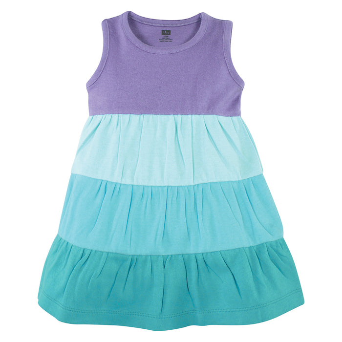 Hudson Baby Girl Cotton Dresses, Ombre Coral Teal