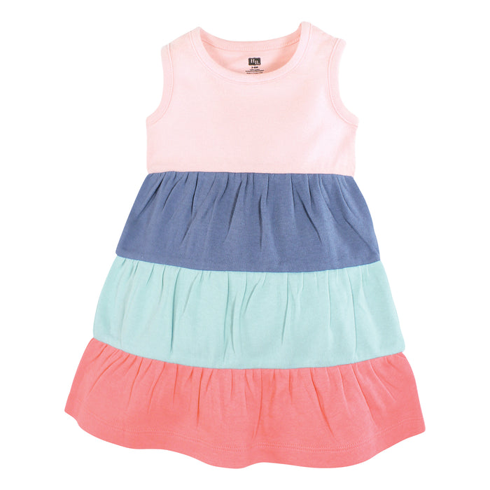 Hudson Baby Girl Cotton Dresses, Multicolor Sea Shells 2-Pack