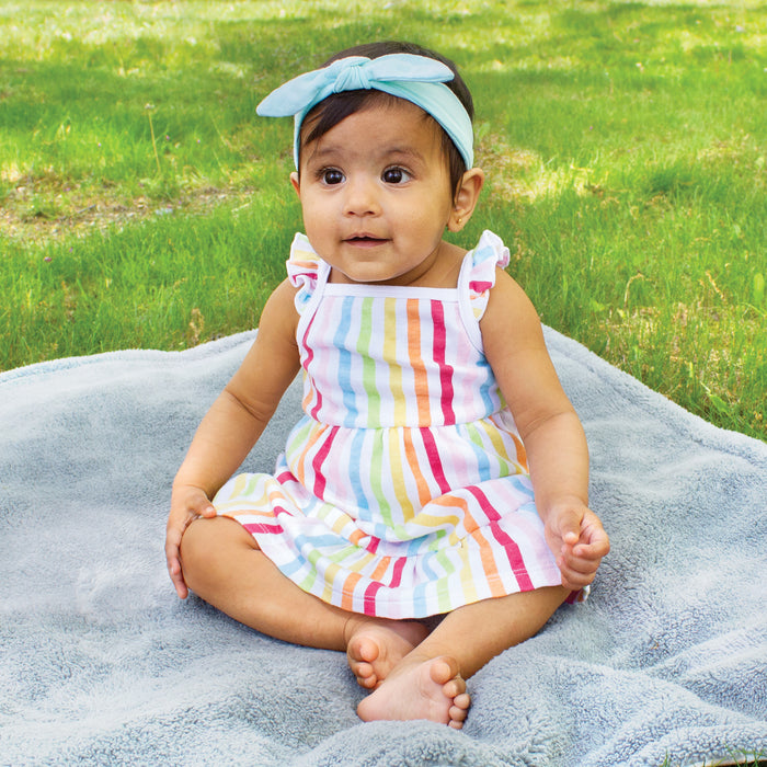 Hudson Baby Girl Cotton Dresses, Rainbow Stripe 2-Pack