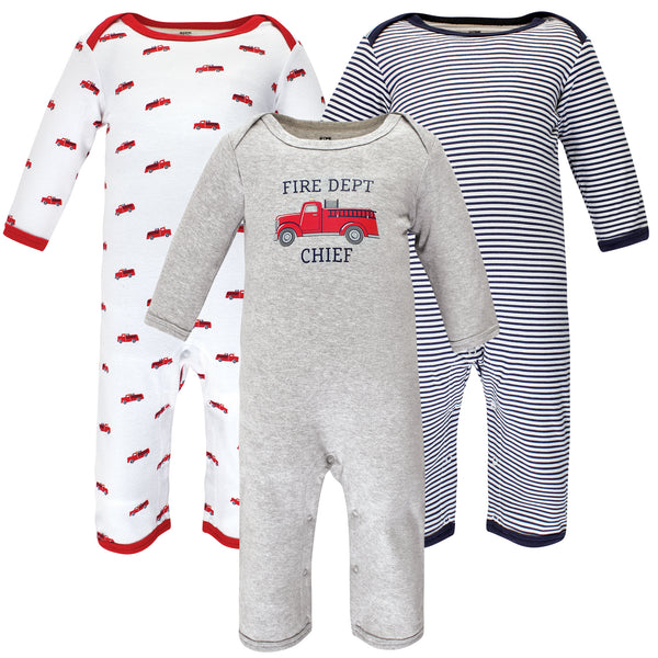 Hudson Baby Infant Boy Cotton Coveralls, Fire Truck