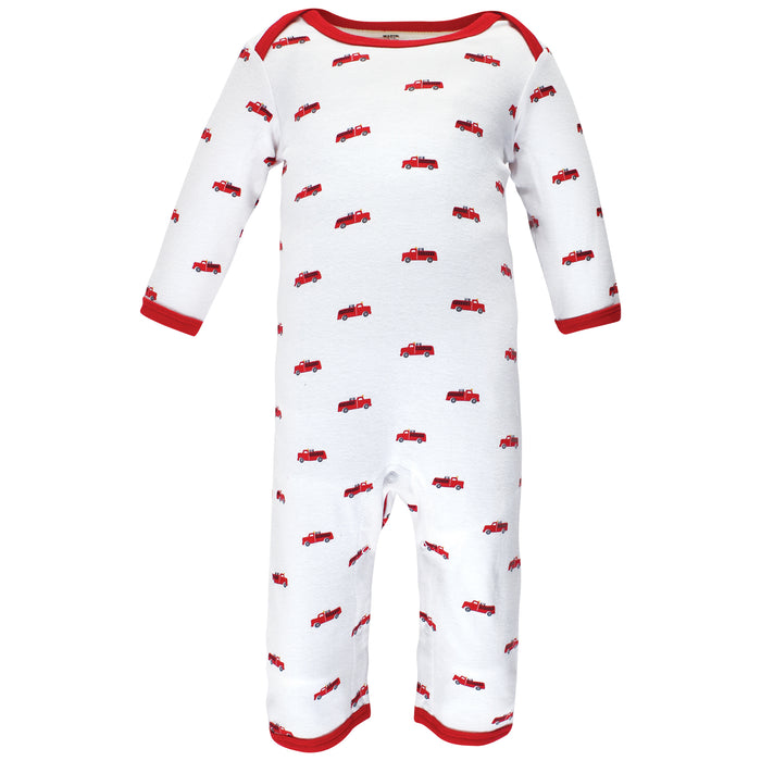 Hudson Baby Infant Boy Cotton Coveralls, Fire Truck