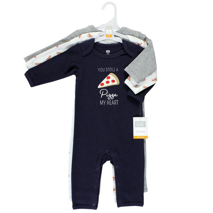 Hudson Baby Infant Boy Cotton Coveralls, Pizza