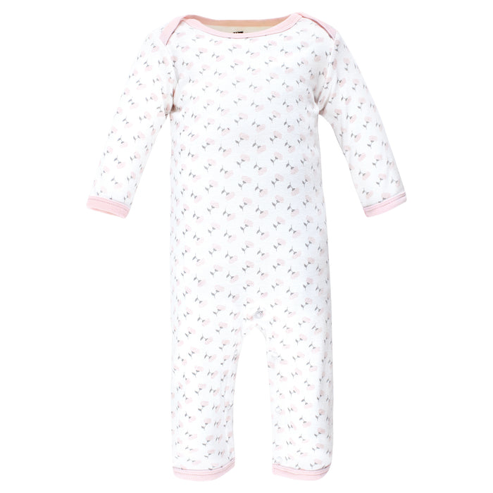 Hudson Baby Infant Girl Cotton Coveralls, Basic Pink Floral