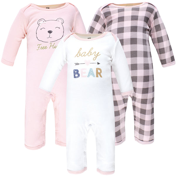 Hudson Baby Infant Girl Cotton Coveralls, Girl Baby Bear