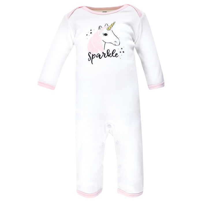 Hudson Baby Infant Girl Cotton Coveralls, Sparkle Unicorn