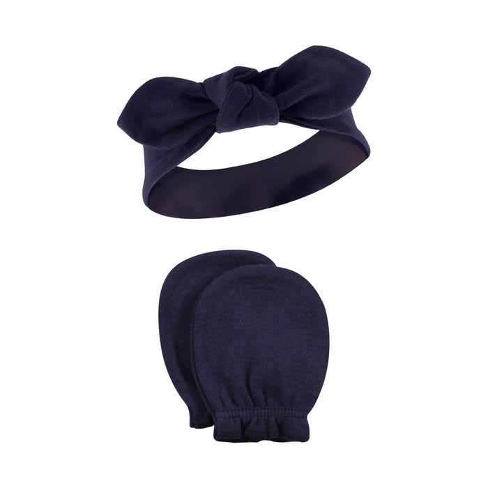 Hudson Baby 8-Piece Cotton Headband and Scratch Mitten Set, Botanical