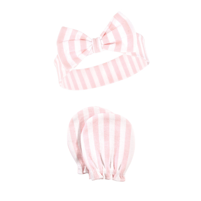 Hudson Baby 8-Piece Cotton Headband and Scratch Mitten Set, Ice Cream