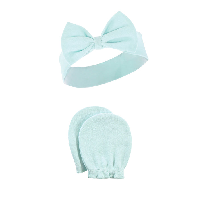 Hudson Baby 8-Piece Cotton Headband and Scratch Mitten Set, Ice Cream