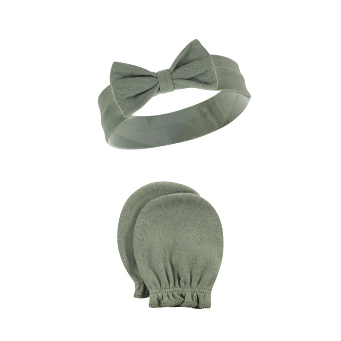 Hudson Baby 8-Piece Cotton Headband and Scratch Mitten Set, Fall Floral