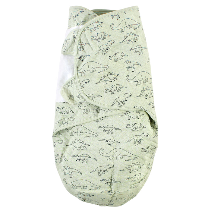 Hudson Baby Infant Boy Quilted Cotton Swaddle Wrap 3-Pack, Dinosaur, 0-3 Months