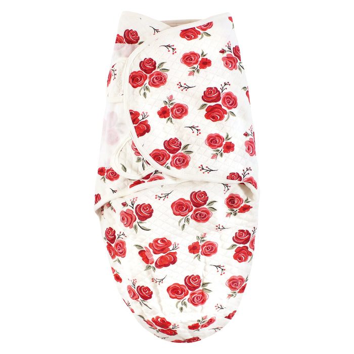 Hudson Baby Infant Girl Quilted Cotton Swaddle Wrap 3-Pack, Rose Leopard