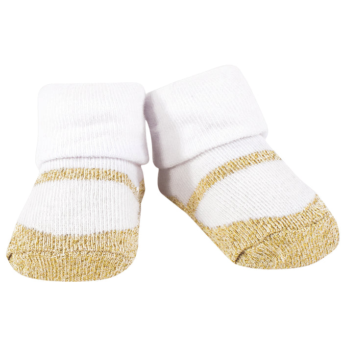 Hudson Baby Infant Girl Cotton Bib and Sock Set, Toile