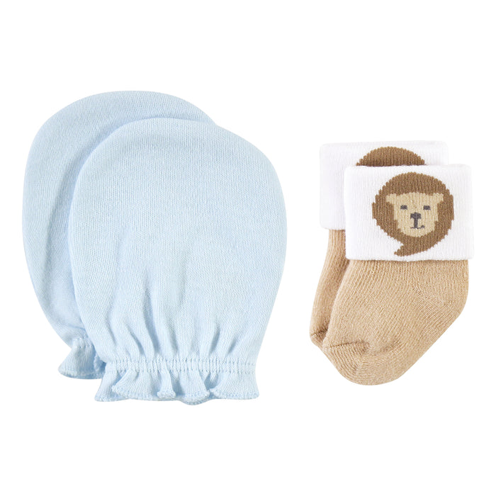 Hudson Baby Infant Boy Socks and Mittens Set, Safari Boy, 0-6 Months