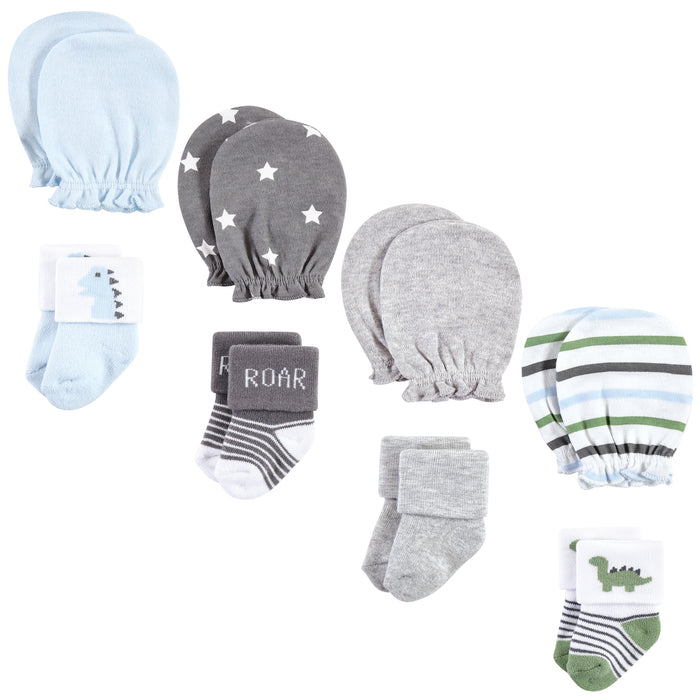 Hudson Baby Infant Boy Socks and Mittens Set, Dinosaur, 0-6 Months