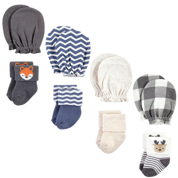 Hudson Baby Infant Boy Socks and Mittens Set, Woodland Boy, 0-6 Months