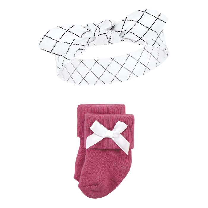 Hudson Baby Infant Girls Headband and Socks Set, Princess, 0-9 Months