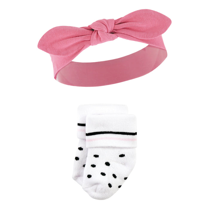 Hudson Baby Infant Girls Headband and Socks Set, Princess, 0-9 Months
