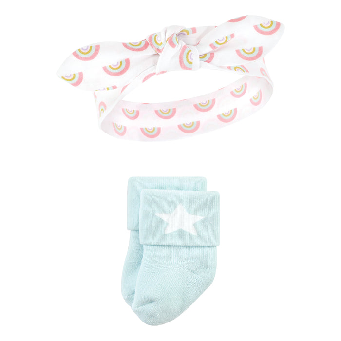 Hudson Baby Infant Girls Headband and Socks Set, Unicorn, 0-9 Months