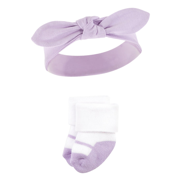 Hudson Baby Infant Girls Headband and Socks Set, Unicorn, 0-9 Months