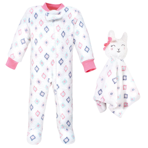 Hudson Baby Infant Girl Flannel Plush Sleep and Play and Security Toy, Llama