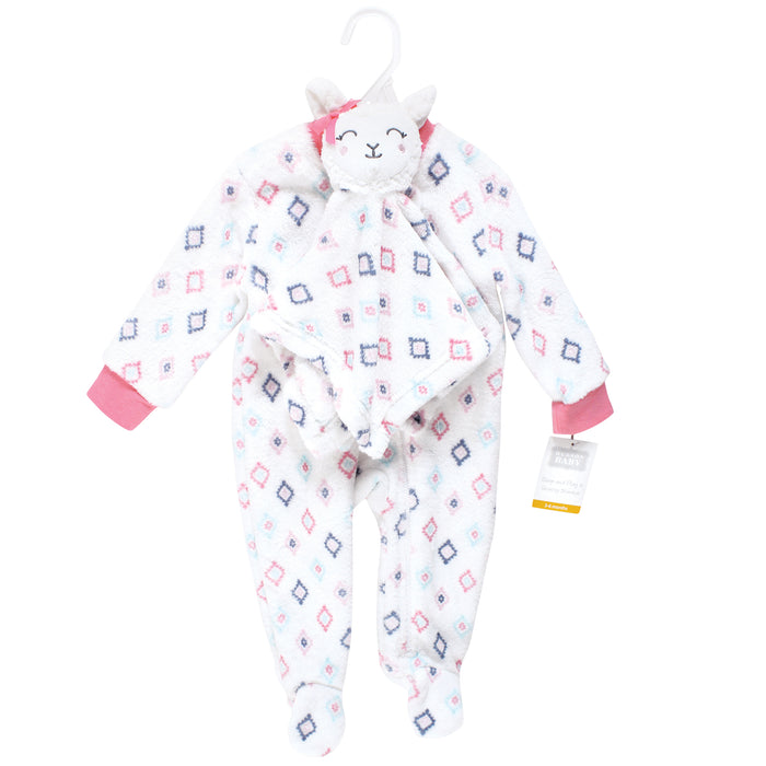 Hudson Baby Infant Girl Flannel Plush Sleep and Play and Security Toy, Llama