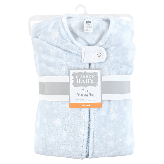Hudson Baby Infant Boy Plush Wearable Blanket, Light Blue Stars