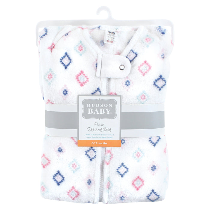 Hudson Baby Infant Girl Plush Sleeping Bag, Sack, Blanket, Sleeveless Diamond