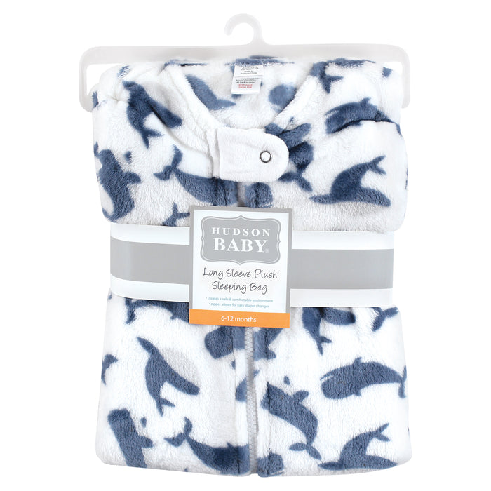 Hudson Baby Infant Boy Plush Wearable Blanket, Long-Sleeve Whale
