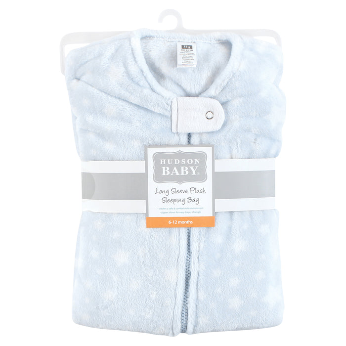Hudson Baby Infant Boy Plush Wearable Blanket, Blue Stars