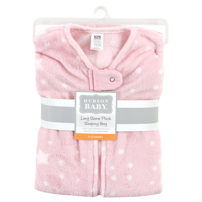 Hudson Baby Infant Girl Plush Sleeping Bag, Sack, Blanket, Long-Sleeve Night Sky