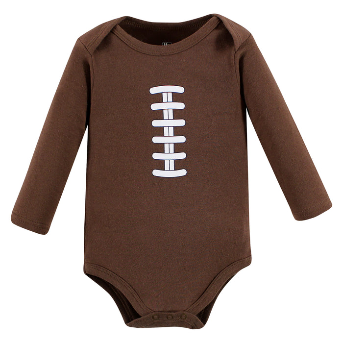 Hudson Baby Infant Boy Cotton Long-Sleeve Bodysuits, Football Buddy