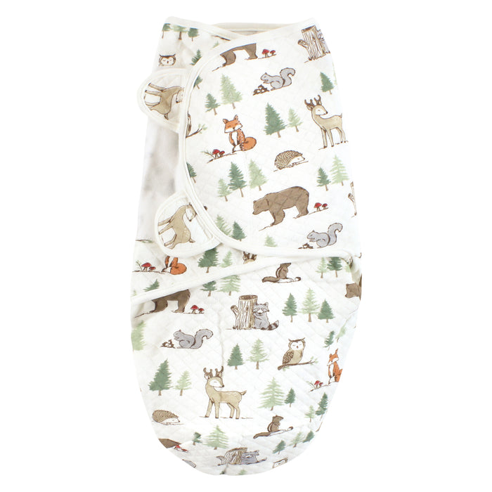 Hudson Baby Infant Boy Quilted Cotton Swaddle Wrap 3-Pack, Forest Animals, 0-3 Months