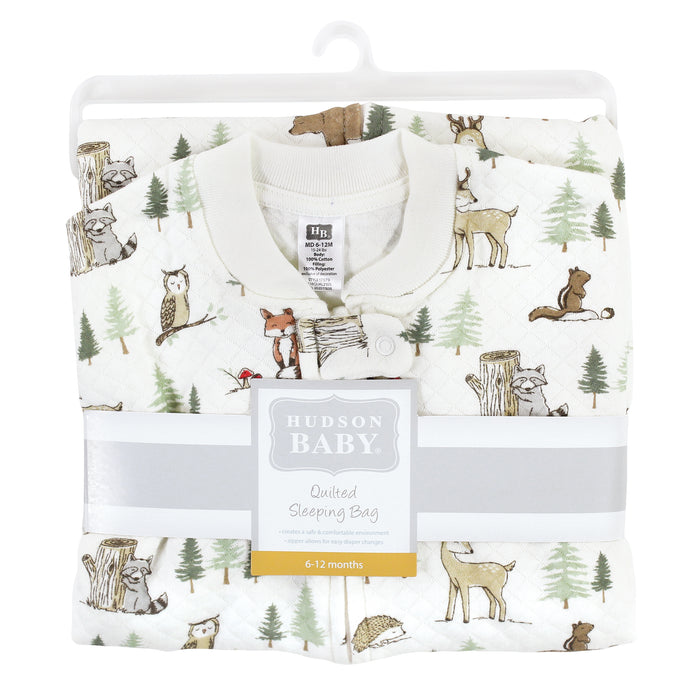 Hudson Baby Premium Quilted Sleeveless Wearable Blanket, Forest Animals