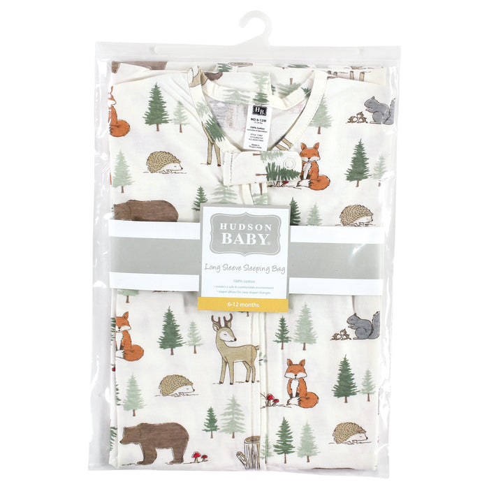 Hudson Baby Long Sleeve Cotton Jersey Sleeping Bag, Forest Animals