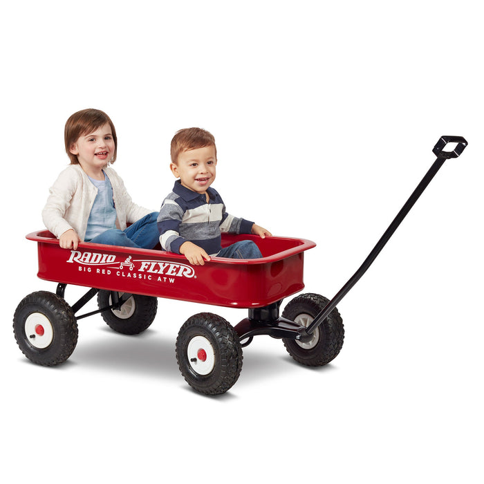 Radio Flyer 1800 Big Red Classic Extra Long Handle All Terrain Wheels Kids Wagon