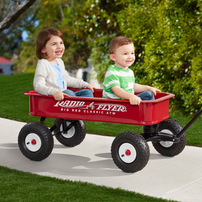 Radio Flyer 1800 Big Red Classic Extra Long Handle All Terrain Wheels Kids Wagon