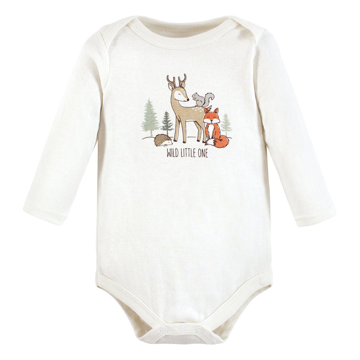 Hudson Baby Infant Boy Cotton Long-Sleeve Bodysuits, Forest Animals 5-Pack