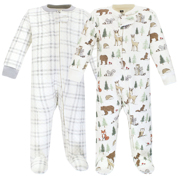 Hudson Baby Infant Boy Premium Quilted Zipper Sleep and Play, Forest Animals