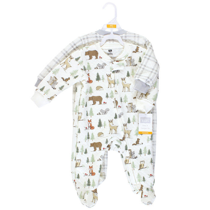 Hudson Baby Infant Boy Premium Quilted Zipper Sleep and Play, Forest Animals